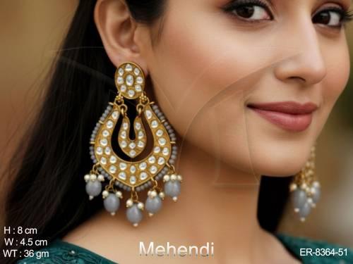 polki full stone mehendi polish desgner earring