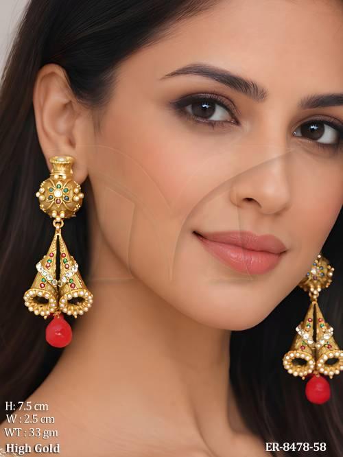 Designer Beautiful Antique High Gold Polish Fashion Earrings