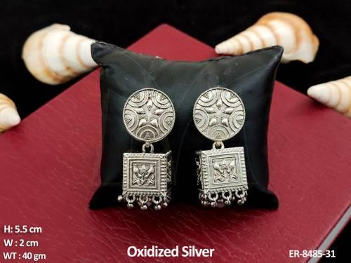 traditional trendy oxidized  silver polish designer earrings