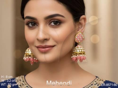 antique designer beautiful full white stones party wear jhumka earrings