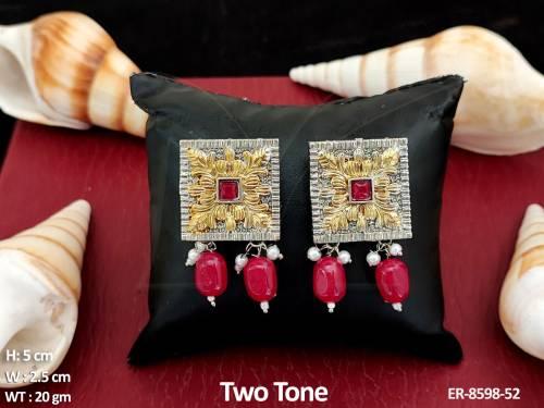 Beautiful Designer Antique Design Two Tone Polish Fancy Party wear Earring / tops  / Studs