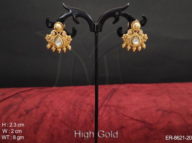Designer Beautiful High Gold Polish Fancy stylish Party wear Earring / tops / Studs