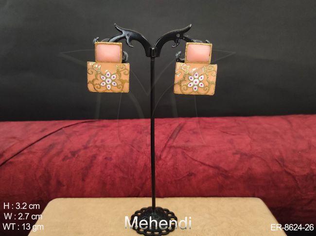 beautiful meena kari  designer mehendi polish fancy stylish party wear earring / tops / studs