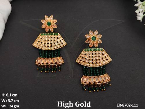 Designer Beautiful Fancy Stylish Antique white Stones High Gold Polish Party wear Earring / Tops