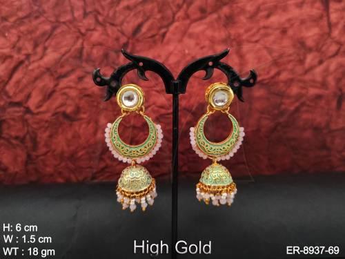 BEAUTIFUL MEENAKARI ROUND SHAPE HIGH GOLD CHAND BALI EARRINGS