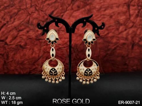 Designer Fancy Style Beautiful Meenakari Design High Gold Polish Clustered Pearl Fancy Style Party wear Long Earring