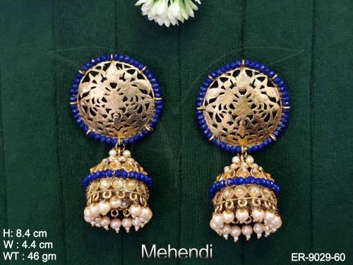 Mehendi Polish Designer Fancy Style Party wear Jhumka Earring — ER-9029-60