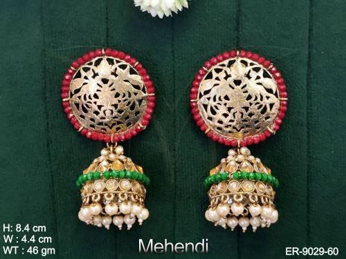 Mehendi Polish Designer Fancy Style Party wear Jhumka Earring — ER-9029-60