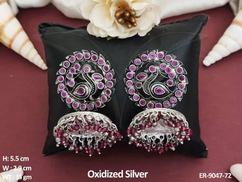 Beautiful fancy Style Designer Party wear  Oxidized Silver Polish Long Earring