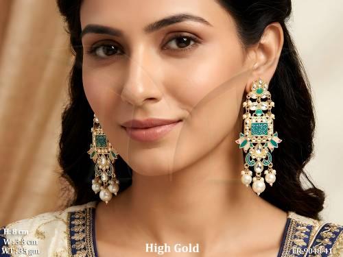 beautiful meenakari design high gold polish designer party wear long earring