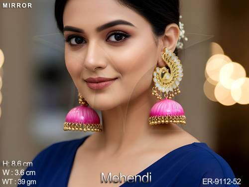 mehendi polish fancy style party wear designer jhumka earring