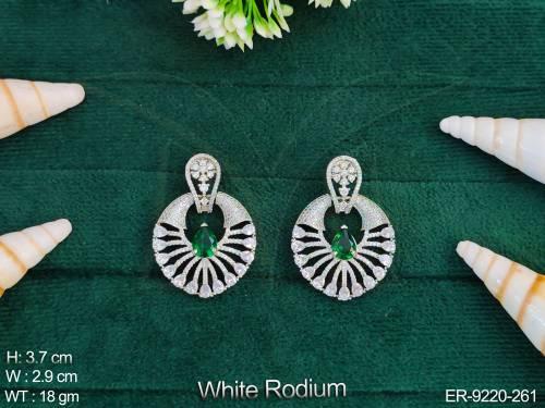 Designer Fancy Style white Rodium Cz / Ad full Stones Party wear Earring — ER-9220-261