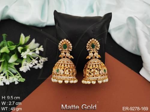 Beautiful Design Full Stones Party wear Kemp Jhumka Earring