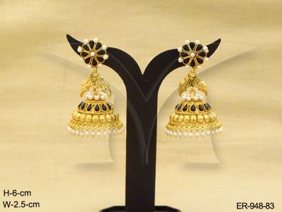 duet leaves flower jhumki kemp earrings