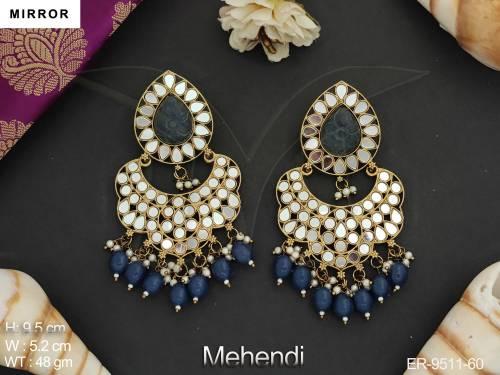Beautiful Design Party wear Fancy Style Mehendi Polish Mirror Earring