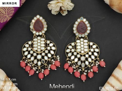 Mehendi Polish Design Fancy Style Beautiful Party wear Mirror Earring