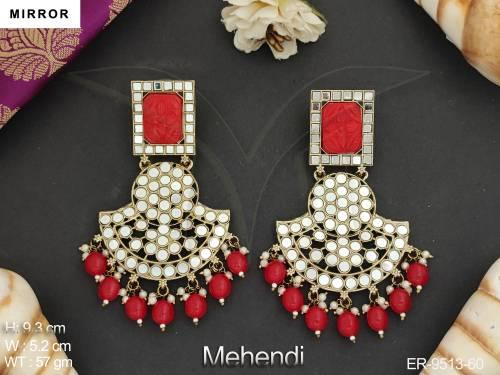 Fancy Design Beautiful Mehendi Polish Designer Party wear Mirror  Earring