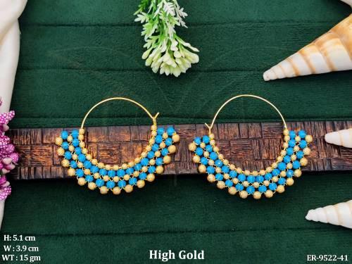 Designer High Gold Polish Party wear Fancy Earring  