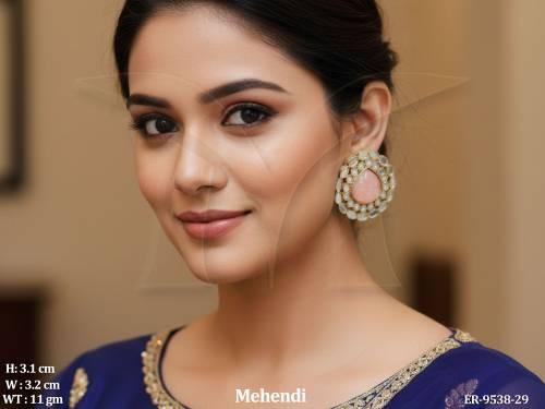Designer Mehendi Polish Antique Party wear Mirror Earring Tops 
