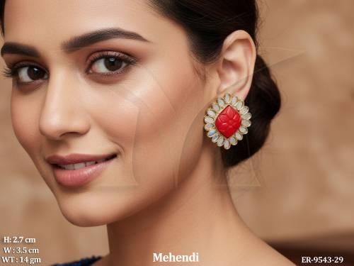 Beautiful Fancy Style Party wear Designer Mehendi Polish Mirror Earring Tops
