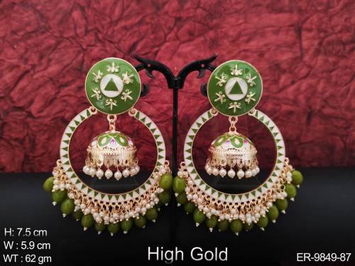 Beautiful Meenakari Design High gold Polish Party wear Earring