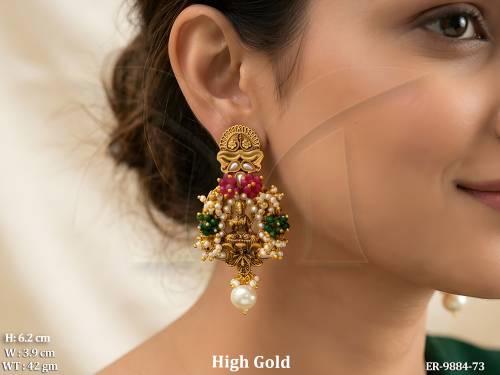 beautiful-clustered-pearl-high-gold-polish-designer-temple-earring