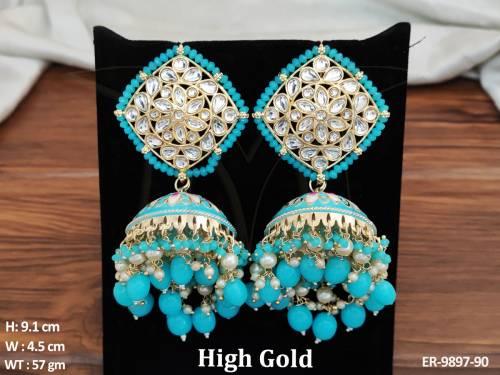 Beautiful Party Wear Design Fancy Style High Gold Earrings 