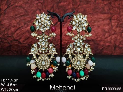 Antique Designer Mehendi Polish Party wear Beautiful Earring