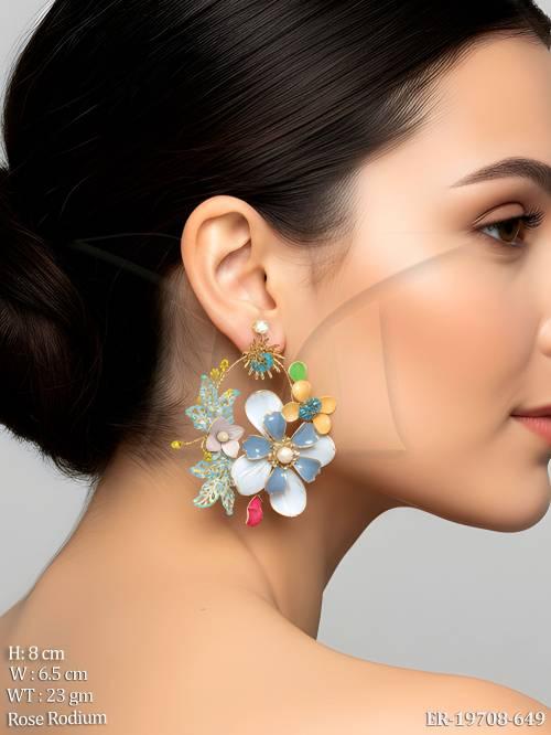artistic-blue-floral-earrings-with-rose-rodium-elegant-party-wear