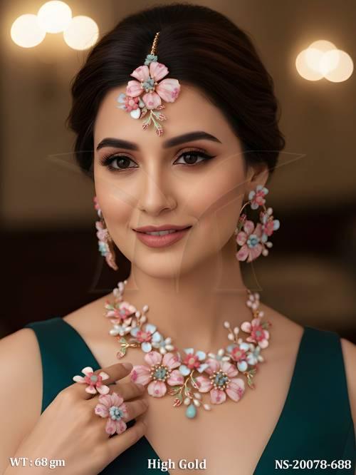 Designer Flower Jewelry Set for Wedding Party Wear Women