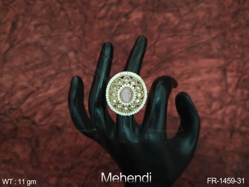 Fancy Style Mehendi Polish Designer Party wear Beautiful Antique Jewellery Finger Ring    — FR-1459-31