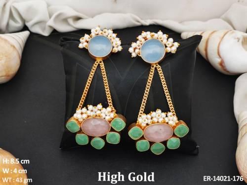 Clusterpearls Fancy Design High Gold Polish Fusion Earrings 