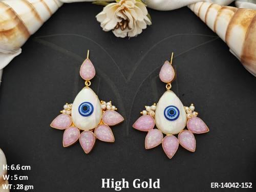 Beautiful Designer Full Stone High Gold Polish Party Wear Fusion Earrings 