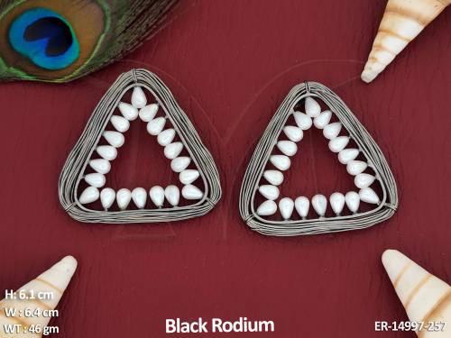 Fusion Jewellery Fancy Design Black Rodium Polish Stylish Earrings 