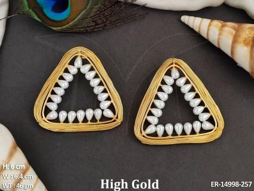 Beautifully Designed High Gold Polish Fusion Earrings 