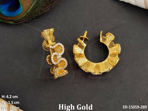 Fusion Jewelry High Gold polish Fancy Western Style Party Wear Fusion Earrings 