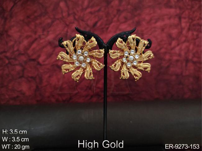 beautiful full stones high gold polish party wear fusion earring / tops