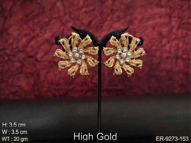 Beautiful full Stones High Gold Polish Party wear Fusion Earring / Tops