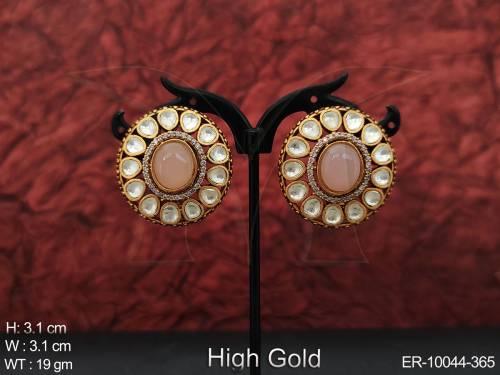 High Gold Polish Designer Beautiful Kundan Fusion Party wear Earring Tops