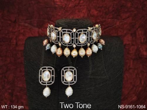 Designer Fancy Style Party wear Beautiful Design Kundan Fusion Necklace Set