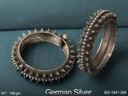Oxidised Jewellery Fancy Design Party wer Beautiful German Silver Bangle Set
