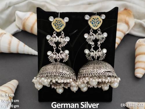 unique-german-silver-polish-peacock-stylish-jhumka-earring