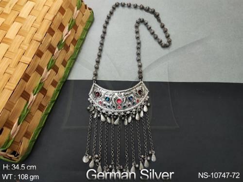 Oxidized Jewelry German Silver Polish Fancy Classic Design New Trend Jewelry Oxidized Short German Silver Necklace Set 
