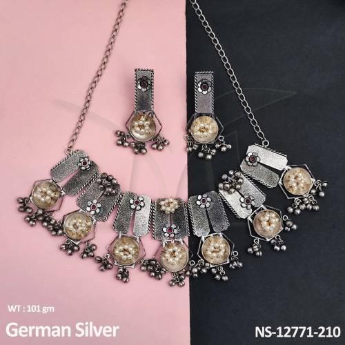 fancy-desing-party-wear-antique-style-german-silver-polish-short-necklace-set-