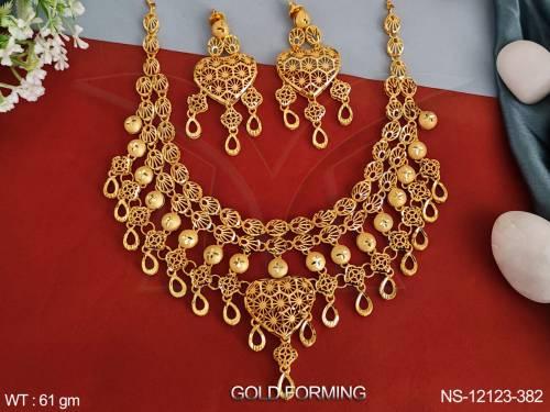 Gold Forming Beautiful Party wear long Desinger Necklace Set