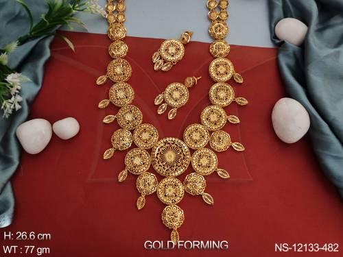 Fancy Desing Party wear Beautiful Gold forming Polish Desinger Long Necklace Set 