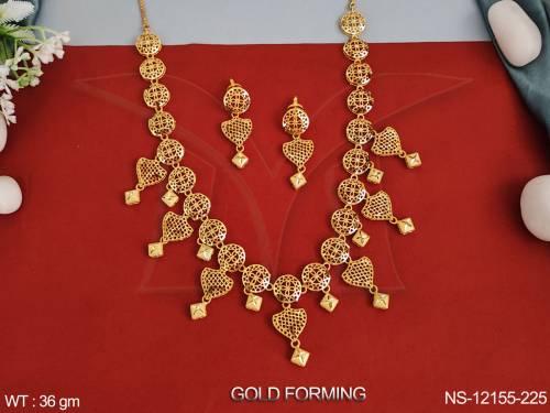 Fancy Style Party wear Long Desing Gold Forming Polish Necklace Set