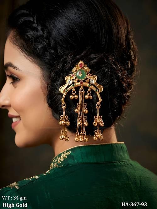 Antique Designer Hair Juda Pin with Ghungroo Drops