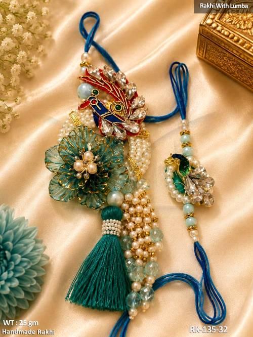 Elegant Handmade Floral Designer Rakhi with Lumba