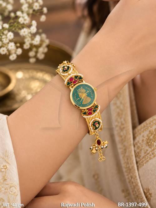 Traditional Kundan Meenakari Bracelet Watch